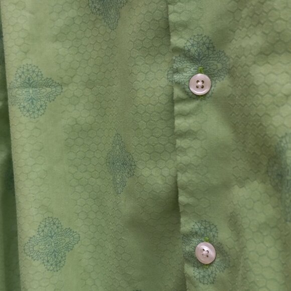Perry Ellis Button Front Shirt Long Sleeves Green Honeycomb & Paisley Vintage L - Picture 12 of 15